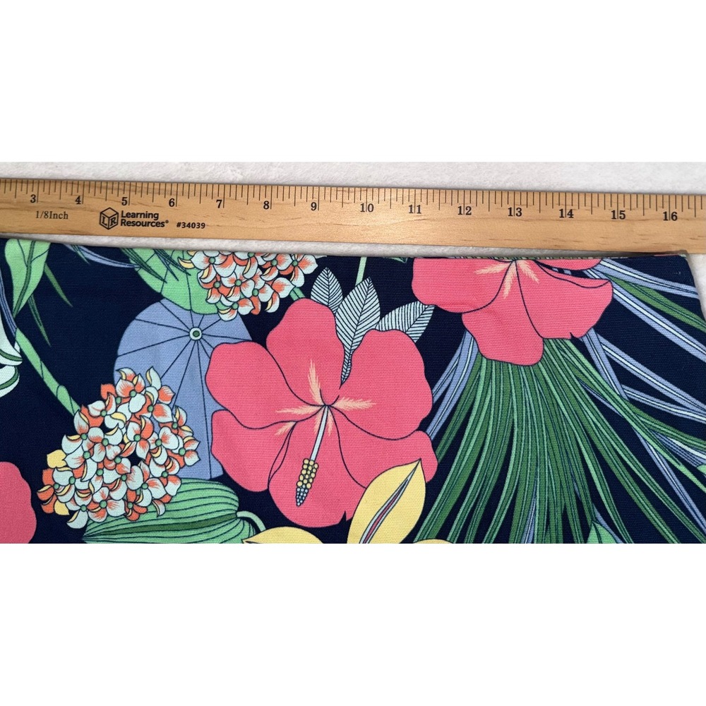 Talbots Womens Navy Blue Tropical Hibiscus Floral A-Line Mini Skirt Size 10 - Picture 3 of 7